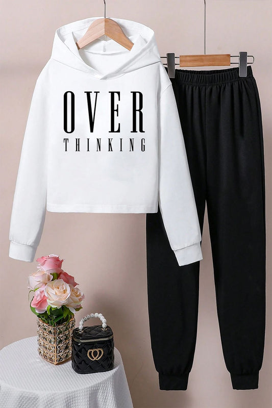 uyguntarz Comfortable Tracksuit Set for Boys and Girls - over Printed White Unisex