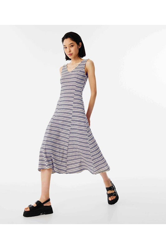 Twist knitted line pattern dress Navy Blue Women