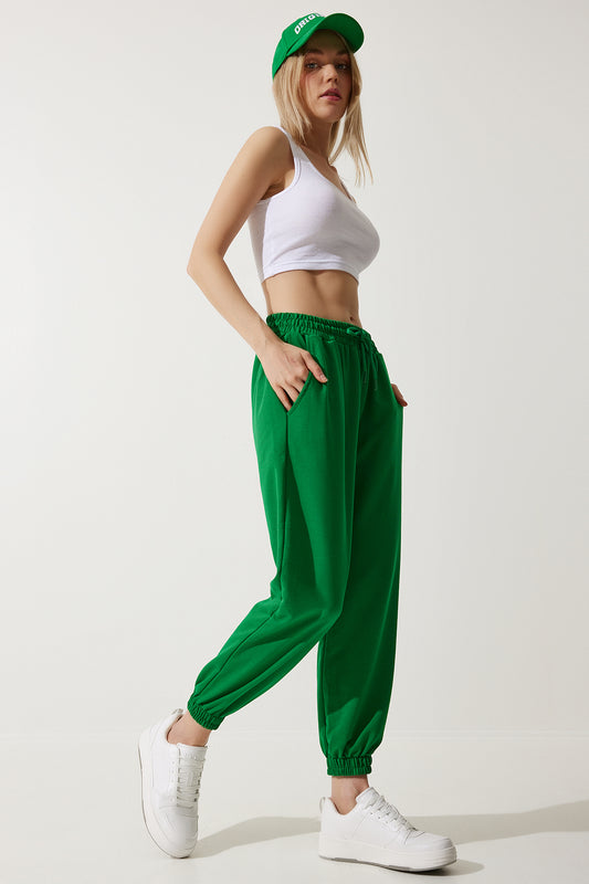 Happiness İstanbul Women's Green Loose Jogging Sweatpants Women