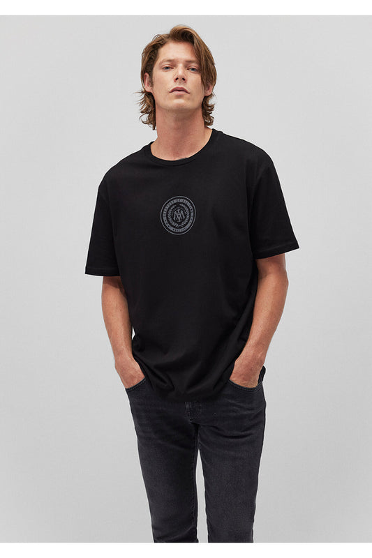 Mavi Seal Logo Printed - Loose Fit Black T-shirt Men