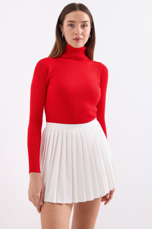 Bigdart Turtleneck Knitwear Sweater - Red Women