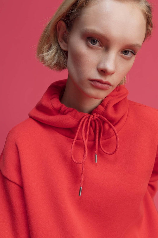 DeFacto Regular Fit Hooded Sweatshirt Red Women