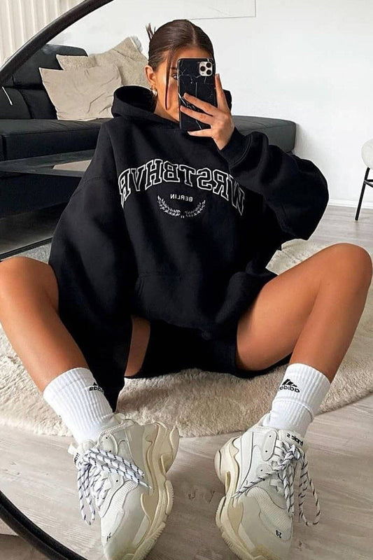 MOONBULL Gray Oversize Unisex Sweatshirt - Wb Berlin Printed Black Unisex