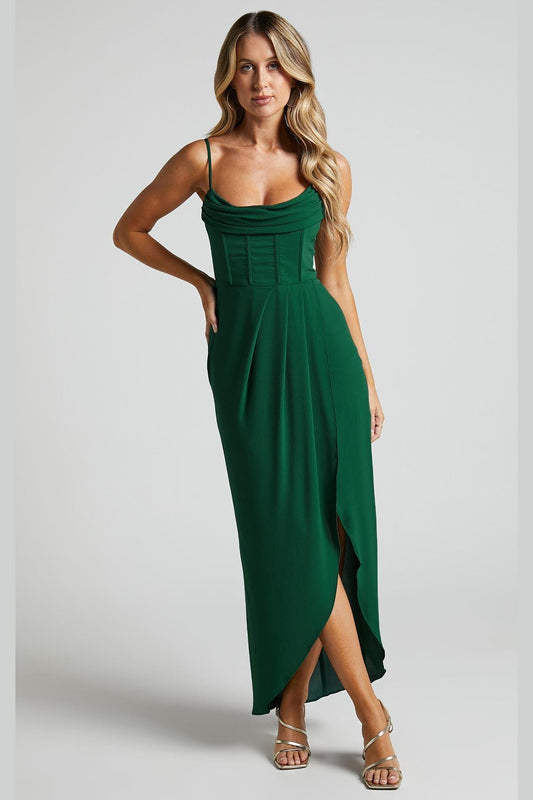 Madmext Green Degaje Collar Strap Dress Women