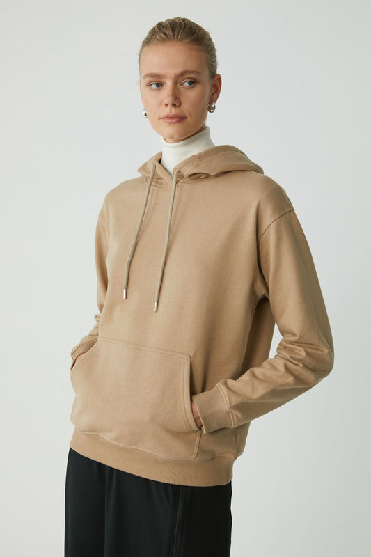 ETHIQUET Abelia Women's Soft Thick Fabric Hooded Comfort Fit Mink Sweatshirt with Fleece Inside Women