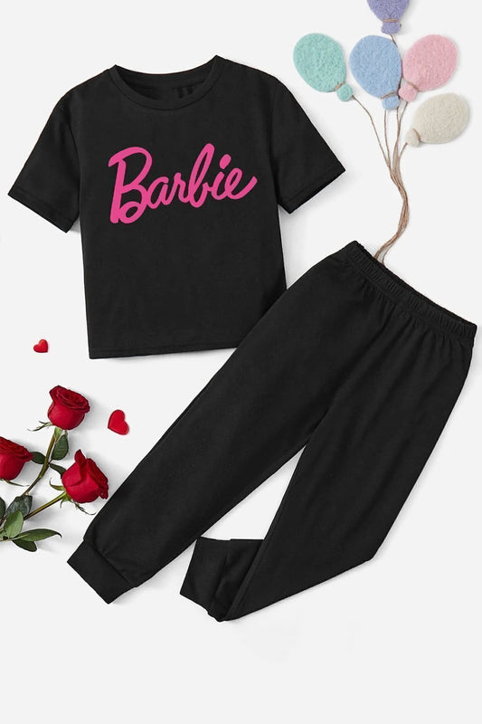 uyguntarz Children's Barbie Bottom - Top Tracksuit Set Black Unisex