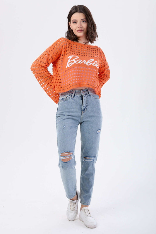 TOFİSA Blue Laser Mom Jeans - Straight Medium Women's Jeans Blue Snow Wash Women