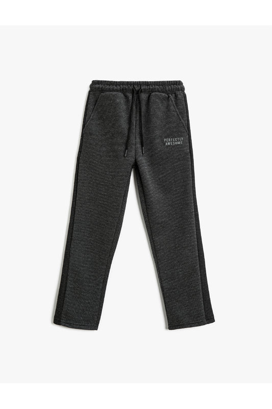 Koton Printed Sweatpants with Pocket Tie Waist Elastic Anthracite Men