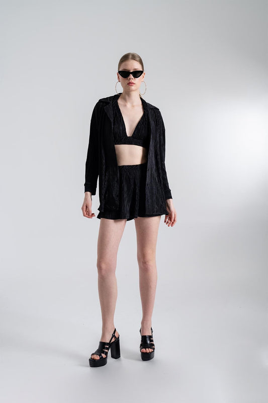 HOLLY LOLLY Black Comfy Oversize Shirt Women