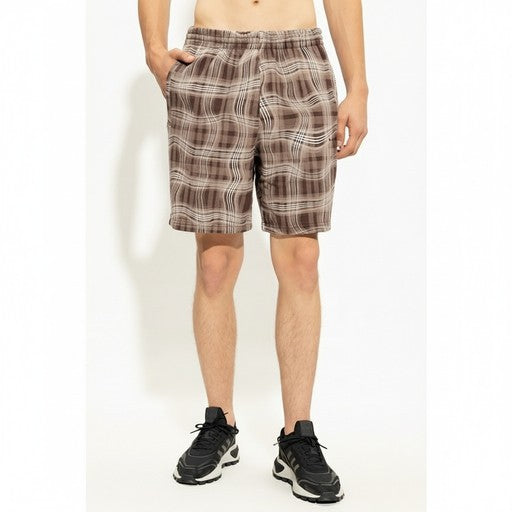 Adidas Brown Plaid French Terry Shorts (HM4949-BROWN), Men