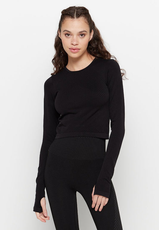 ONLY Play ONPNALA LS SHORT SEAM TOP ZL Black (ZZO1YDT06-Q00) Women