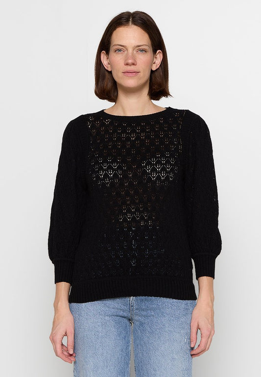 Ivko Solid Jumper Structure Pattern Black (ZZO2KZX08-Q00) Women