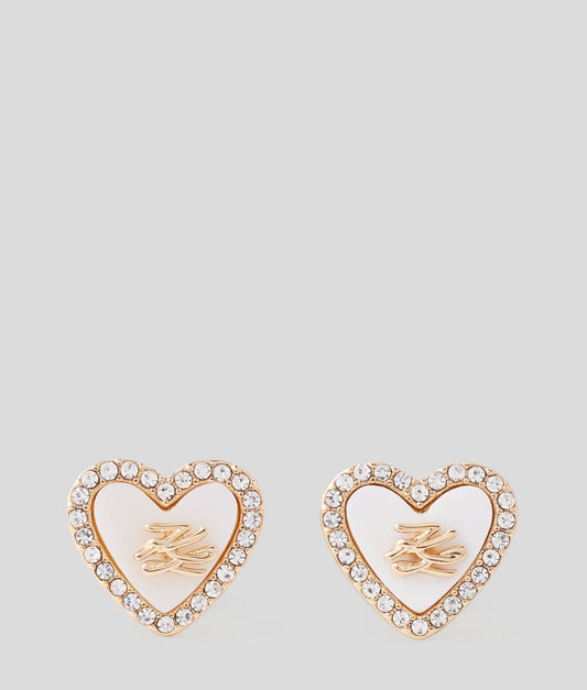 Karl Lagerfeld K/Autograph Heart Studs Gold (245W3937780) Women