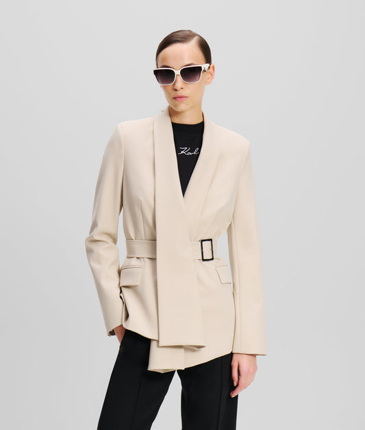 Karl Lagerfeld Fashion Blazer With Belt Buckle Beige (246W1405190) Women