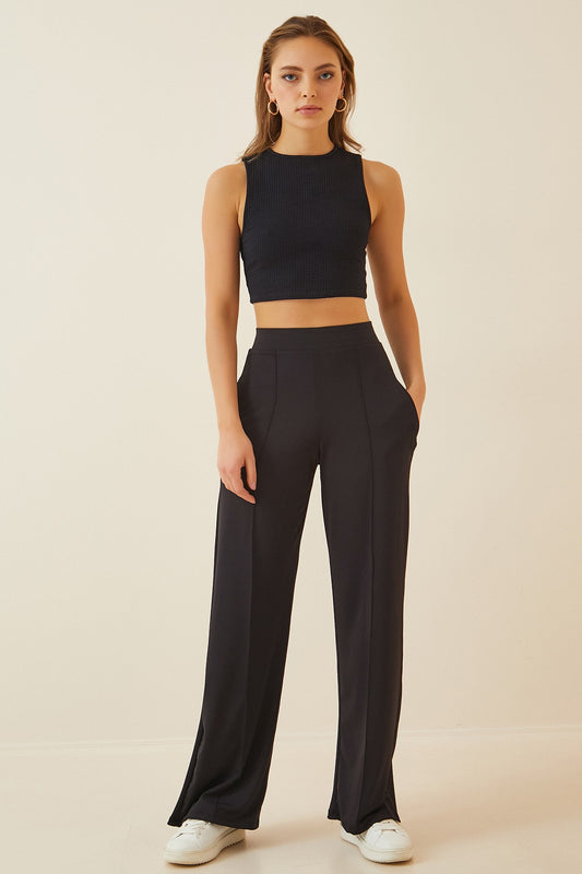 Happiness İstanbul Women's Black High Waist Stretchy Sweatpants Women