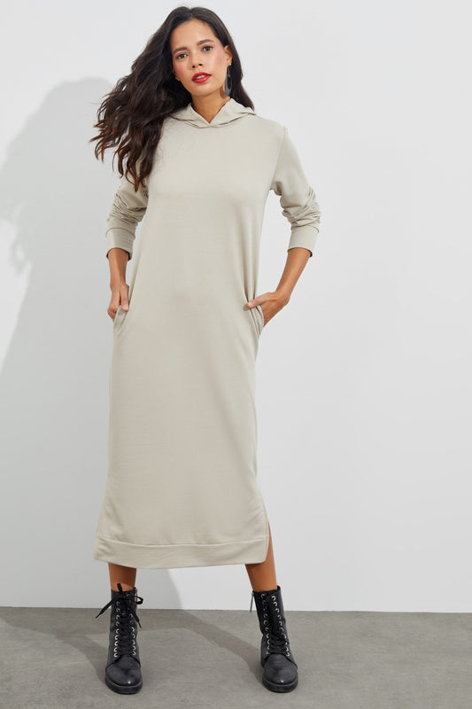 Cool & Sexy Women's Stone Slit Hooded Maxi Dress Women
