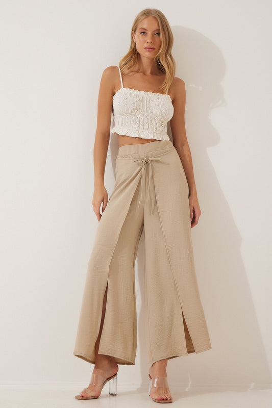 Happiness İstanbul Women's Cream Skirt Look Ayrobin Shalwar Trousers Women