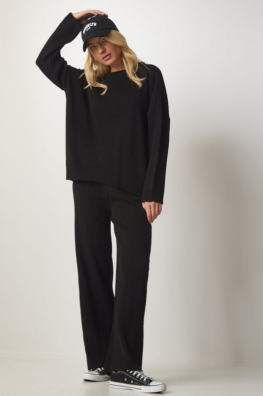 Happiness İstanbul Women's Black Knitwear Sweater Trousers Set Women