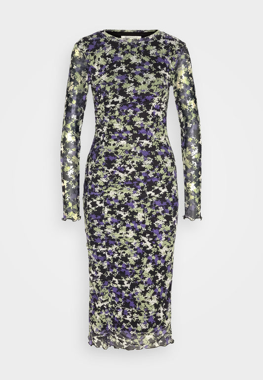 midi mesh dress with gathering Women