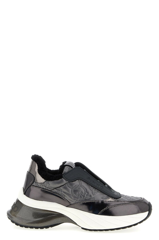 ARIEL 19 - SNEAKER MONOGRAM NYLON/MIRROR/LINING FUR PEWTER Women