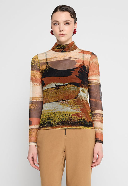 DKNY L/S PRINTED MESH TRT (ZZO373VDR-G00) Women