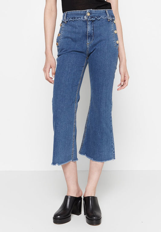 LIU JO CROPPED FRINGED H.W Blue (ZZO204L53-K00) Women