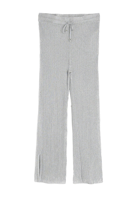 River Island Plus silver knitted flared trousers Grey (RIE21A021-C11) Women