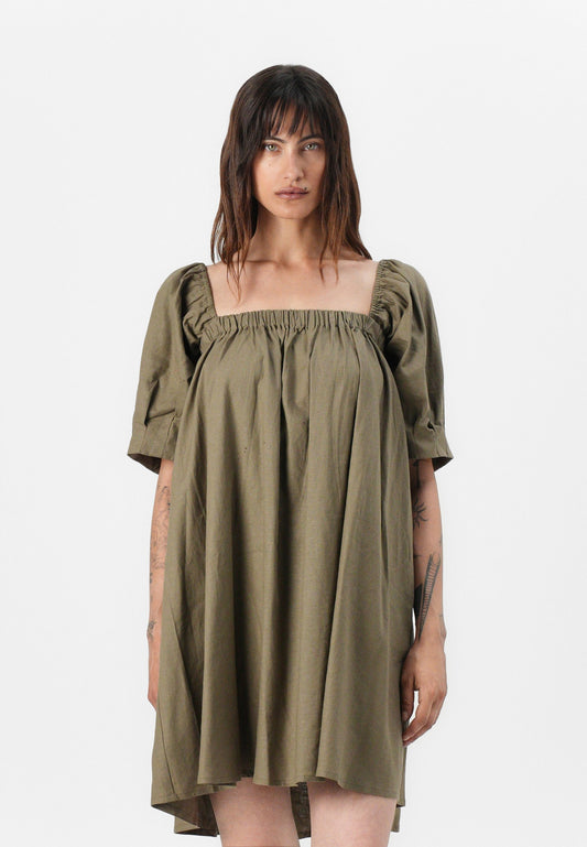 Gestuz LizaGZ linen short dress Olive (GE221C0IZ-O11) Women