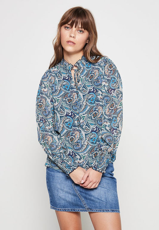 VILA VIHUSKY L/S V NECK TOP /W Multi-Coloured (ZZO1TKR18-T00) Women