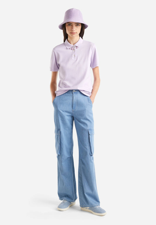 United Colors of Benetton Cargo Trousers In Chambray Blue (4BE21A0MN-K11) Women