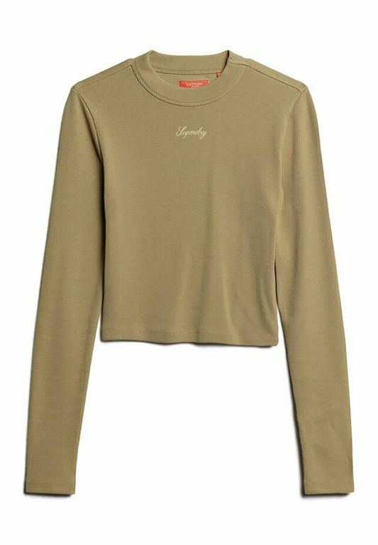 Superdry Ribbed Long Sleeve Embroidered Fitted Top..... Women