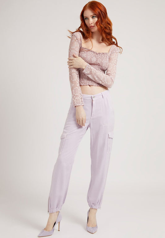 Guess Shirt Spitze with Smokstich Purple (GU121E0TS-I11) Women
