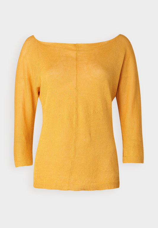 Stefanel LINEN SQUARED NECK SWEATE CALENDULA Yellow (ZZO2NA661-E00) Women