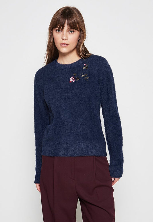 VILA VIFLOW EMB KNIT TOP/KA Dark Blue (ZZO1TKR07-K00) Women