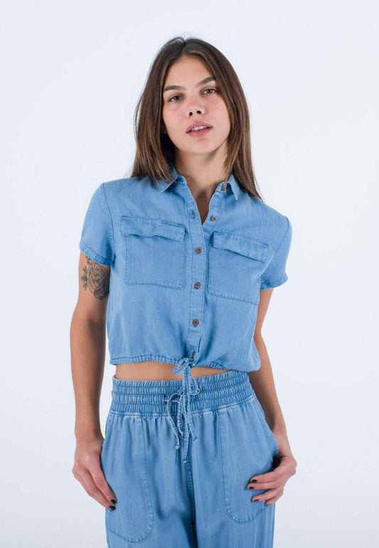 Hurley Woven OCEANCARE CHAMBRAY SHIRT SS Blue (HU821E00J-K11) Women
