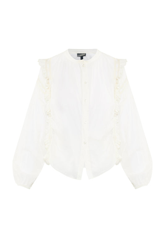 DreiMaster Cotton Blouse with Spitze and Rüschen naemi White (4DR21E08K-A11) Women
