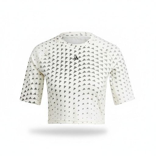 Adidas Logo Pattern Workout Tee White (HR7786-WHITE), Women
