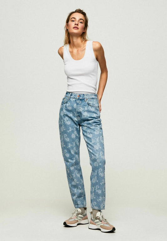 Pepe Jeans relaxed fit VIOLET HIGH FLORAL Blue Denim (PE121N138-K11) Women