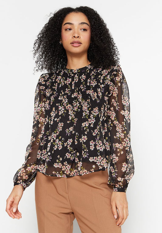 JDY JAYLE L/S PINTUCK TOP WVN LO Black (ZZO1W8V12-T00) Women
