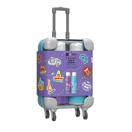 Hiskin Travel Mini Suitcase Hand Soap 75ml And Hand Cream 75ml In Purple