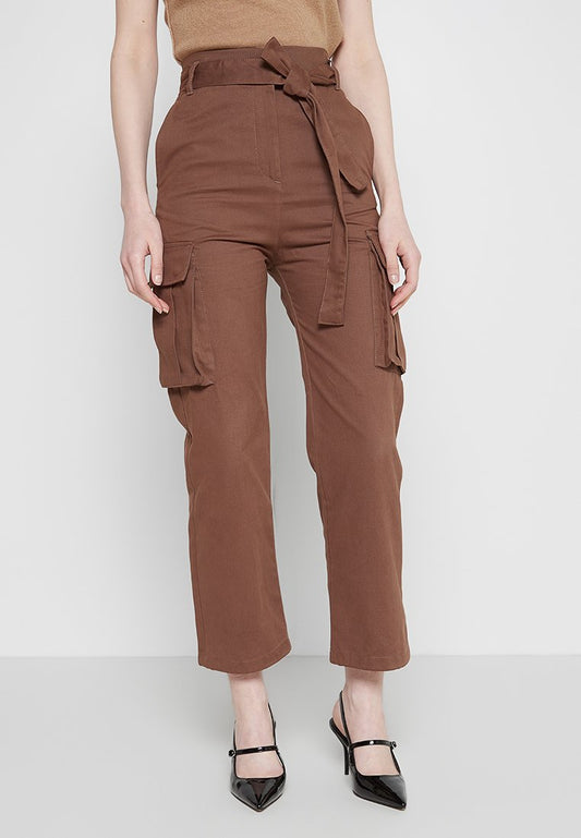 Pinko RANSIE PANTALONE COTONE LAVATO Dark Brown (ZZO2F0R86-O00) Women