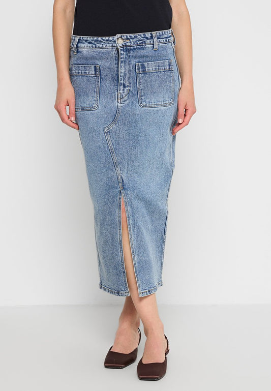 denim midi skirt Women