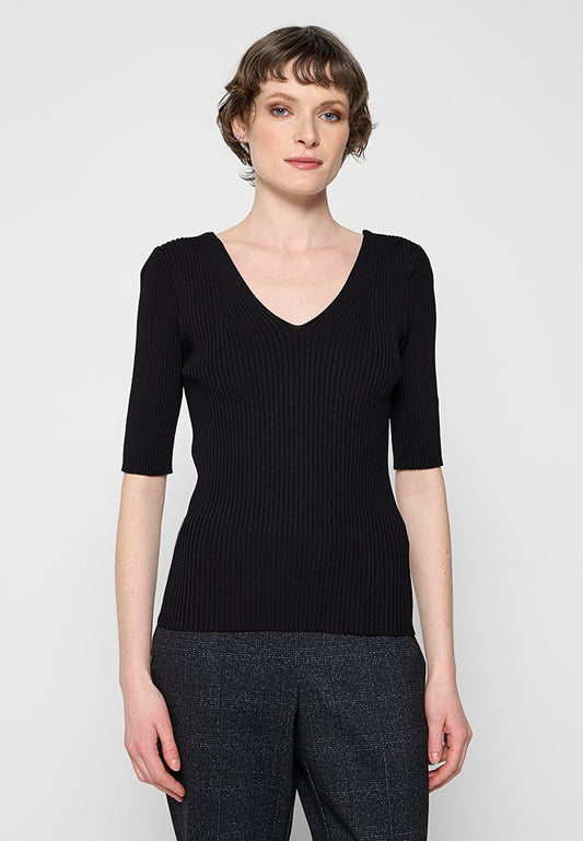 DKNY KNIT SWEATER TOP LON Black (ZZO373V34-Q00) Women