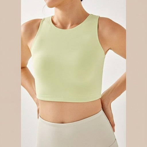 Adidas Women's Sleeveless Crop Tank Top Green (HY5527-GREEN), Women