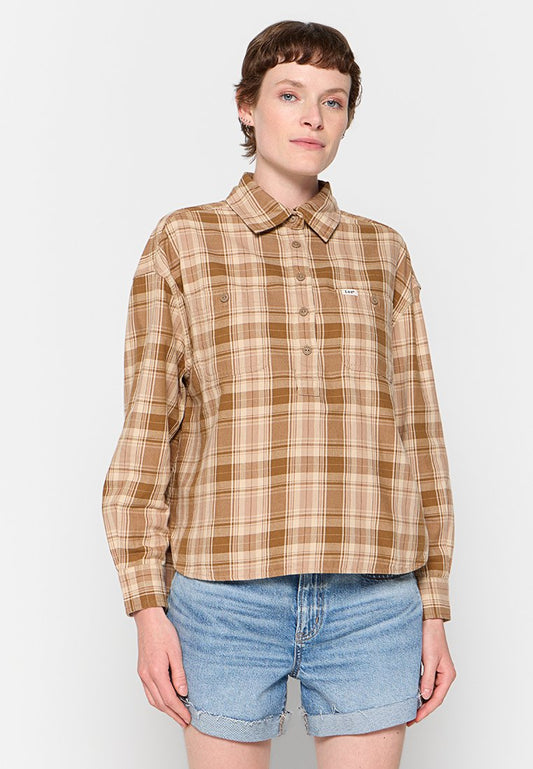 Lee POPOVER Work Shirt Light Brown (ZZO2JLS21-E00) Women