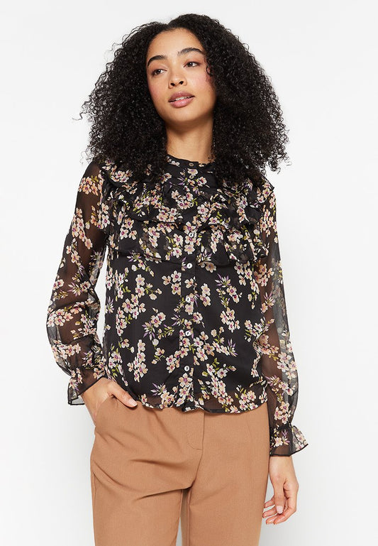 JDY JAYLE L/S FRILL SHIRT WVN LO Black (ZZO1W8V15-T00) Women