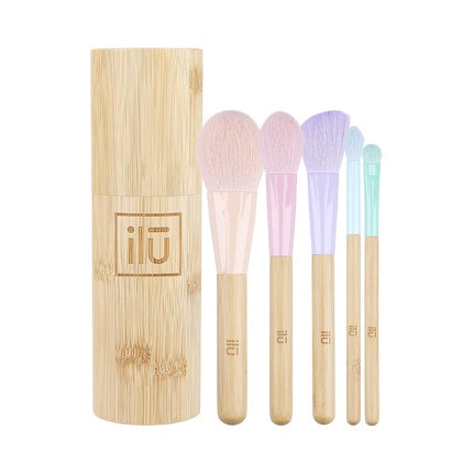 Ilu BambooM! Set of 5 Makeup Brushes with Bamboo Tube for Contouring