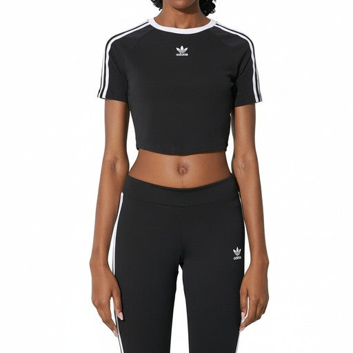Adidas Three-Stripe Cropped Athletic Tee Black (IB4548-BLACK), Women