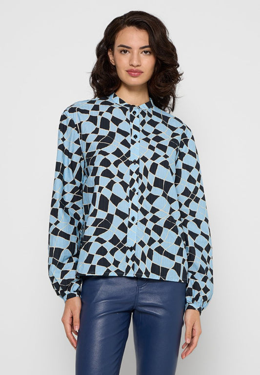 Stella Nova Cotton shirt with all over print Light Blue (ZZO2JTY04-K00) Unisex