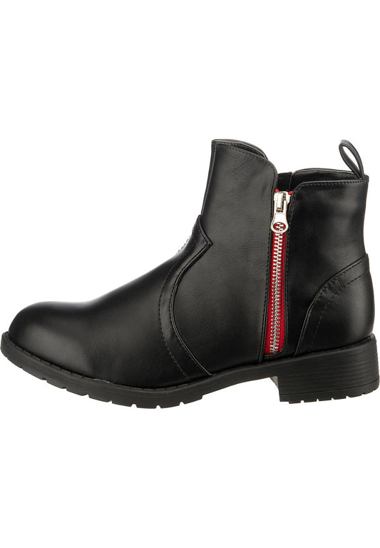 Inselhauptstadt Nappa Look Stiefelette Mit Kontrast-paspel, Easy Entry Zipper Klassische Stiefeletten Black (I0X11N00P-Q11) Women